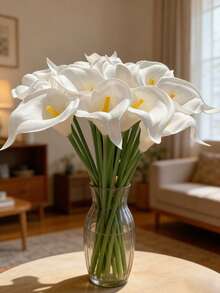 Bộ 12/6/1 bông hoa loa kèn trắng nhân tạo 33cm, làm từ chất liệu PU, thích hợp trang trí nhà cửa, đám cưới, trong nhà/ngoài trời, sân vườn, tiệc tùng, phong cách Boho. - Màu trắng sữa - Xem 8