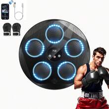 Máquina de Boxeo Musical, Entrenador de Golpes Interactivo con Guantes de Boxeo, Gran Objetivo de Boxeo Electrónico Montado en la Pared para Adultos y Niños, 9 Modos y 9 Velocidades. - Negro - Ver 1