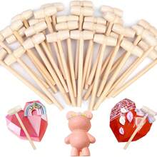 15/30pcs Mini Wooden Hammers, Chocolate Cracking Hammers Suitable For Cracking Heart-Shaped Chocolate, Chocolate Bear Molds, Handmade DIY & Party Use - Apricot - View 1