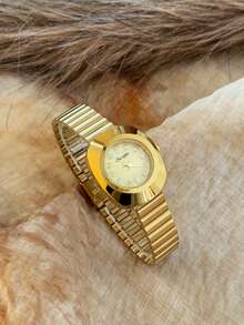 1pc Gold Bamboo Casual Fashion Watch Strap, Women's Quartz Watch, Suitable For Daily Wear, Retro Couple Style, Best Gift - 金色 - 查看 7