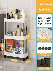 Estantería de almacenamiento móvil de varios niveles, adecuada para baño, inodoro, sala de estar, cocina, estantería de almacenamiento móvil compacta, decoración del hogar y el baño, organización del almacenamiento, decoración de otoño, decoración de vuelta al colegio - Multicolor - Ver 8