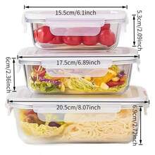 透明微波炉适用玻璃碗带盖分隔式备餐盒长方形食品储物盒圆形玻璃午餐盒 - 彩色 - 查看 6