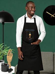 1pc Custom Apron With Text, Personalized Photo Apron, Waterproof Apron, Customized Funny Cooking Kitchen Apron, Modern Polyester Oil-Pr Oof Apron, Black Kitchen Apron, Polyester Apron For Garden, Customize Logo, Text, Chef Cook Apron, Ideal Gift For Valentine's Day, Father's Day, Mother's Day Birthdays, Anniversaries - Multicolor - View 9