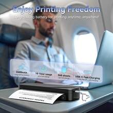 Phomemo Portable Thermal Printer Compatible For Home/Office, Wireless Wireless & App Printer Suitable For Travel, Labeling, Receipts, Invoices, 10 Sheets Of Thermal Paper Printer With Paper Compatibility For Smartphones/Tablets (No Ink) - Black Printer + 10 Sheets Of Thermal Paper - View 2