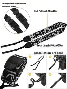 1pc Camera Shoulder Strap, Retro Pattern Camera Neck Strap - Multicolor - View 7