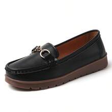 女士平底乐福鞋，柔软橡胶鞋底，休闲套脚鞋 - 黑色 - 查看 9