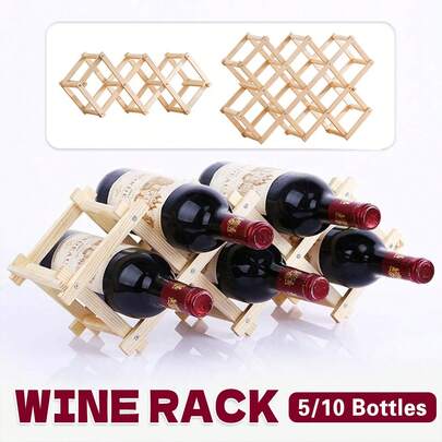 Aimall Wine Rack Wooden Display Rack Holds 5/10 Bottles For Home Decor Sturdy Durable