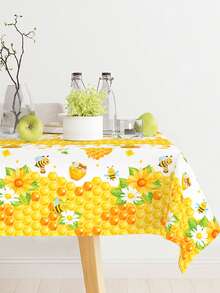 1pc Yellow Bee Disposable Tablecloth, Suitable For Spring Party, Birthday Party Decoration, Baby Shower Decor, Yellow Bee Spring Theme Party Table Decor, Gender Reveal Decorative Tablecloth, Party Supplies, Newborn Baby Girl Party Decor, Spring Decoration, Nursery Decor, Home Decor, Spring Gift, Party Favors - Bee - View 6