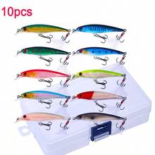 HENGJIA Laser Minnow Fishing Lure 10Pcs Artificial Bionic 8.9cm/6.7g Swing Hard Bait With Feather Tackle Hook Wobbler For Bass Pike Crappie - Multicolor - View 12