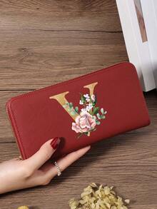 Fashion Women's Wallet, Simple And Portable Long Wallet, Vibrant Letter Printing Design, Lightweight And Durable, Suitable For Daily Use - Burgundy - View 63