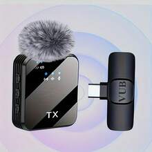 Wireless Lavalier Microphone With Fur Ball Windshield, USB Type-C, Omnidirectional, Smart Noise Cancellation, DSP Chip, Rechargeable Lithium Polymer Battery For Live Streaming, Interviews, Song Recording Compatible With Iphone Android Phone Mobile Phone, Interview Laptops Suitable For Summer Vaction, Travel Holiday, Interviews Video Podcasts Vlogs - one to one - View 11