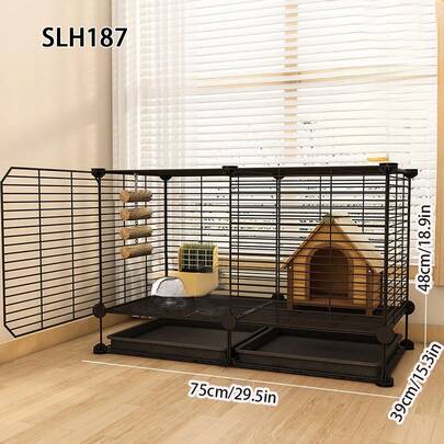 Detachable Assembled Rabbit Cage, Expandable Connectable Indoor Hamster Villa Small Pet Cage
