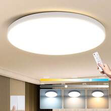 CANMEIJIA 85V-265V可调光RGB LED吸顶灯，遥控变色嵌入式照明灯具，适用于浴室/卧室/客厅/书房/衣帽间/厨房/走廊/出租房/小房间 - 吸頂燈三色變光 - 查看 10