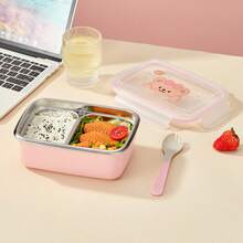 2-Compartment 304 Stainless Steel Lunch Box With Spoon, 530/850Ml Microwave Heatable Bento Box, Reusable Fruit Salad Food Container, Sealed Leak-Proof Lunch Container, Suitable For Students & Adults To Use At School, Office, Travel, Picnic,Back To School - Multicolor - View 6