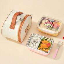 2-Compartment 304 Stainless Steel Lunch Box With Spoon, 530/850Ml Microwave Heatable Bento Box, Reusable Fruit Salad Food Container, Sealed Leak-Proof Lunch Container, Suitable For Students & Adults To Use At School, Office, Travel, Picnic,Back To School - Multicolor - View 4