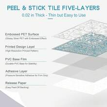 MORCART 20 paquetes de adhesivos para salpicadero - Azulejos autoadhesivos de PVC de 8" X 8", pegatinas de vinilo autoadhesivas para cocina, baño, lavandería, chimenea, escaleras con diseño de flores en relieve 3D en color turquesa - Pegatinas de pared en relieve - Ver 5