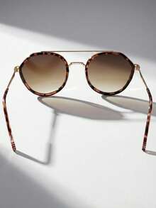 1 Piece Women's Brown Leopard Print Aviator Sunglasses, Retro Style, Exclusive Design, Daily Use, UV400 - In động vật - Xem 4
