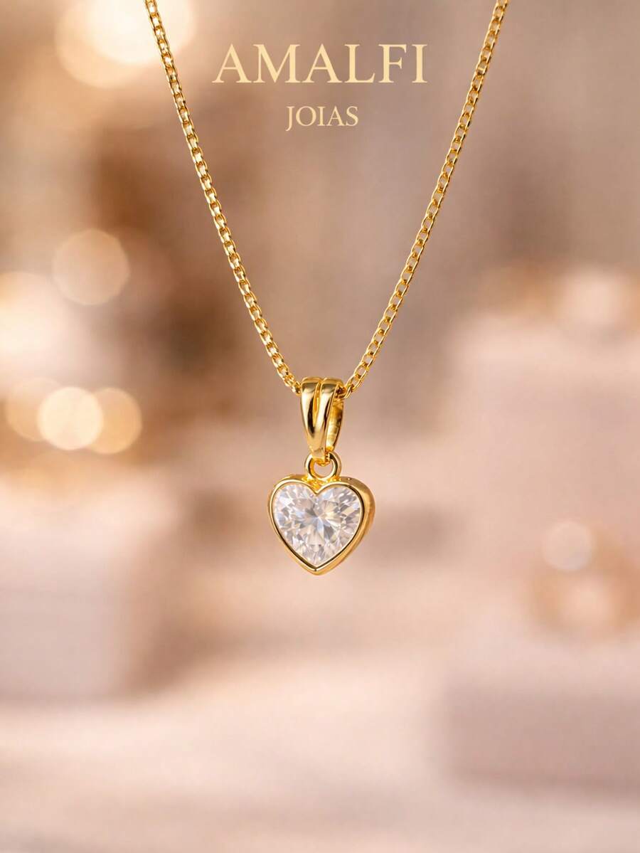 Elegant Heart Necklace, Women's Costume Jewelry, 18k Gold Accessories, 45cm With Secure Venetian Clasp - 金色 - 查看 1