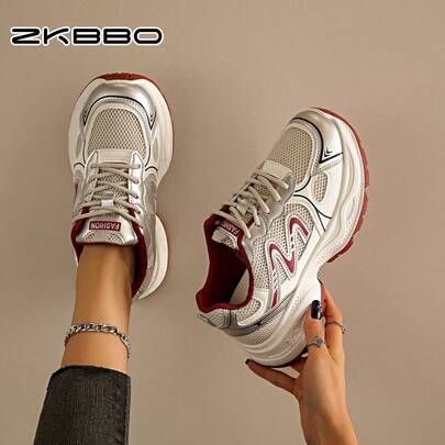 ZKBBO Women's Fashion Sneakers, Comfortable Walking & Running Shoes, Suitable For Walking, Sports, Tennis, Thick Sole