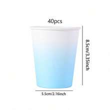 10/20/40pcs Gradient Blue Macaron Paper Cups, Soft Minimalist Style, Suitable For Easter Brunch, Spring Picnic, Baby Shower, Girls Afternoon Tea, Daily Use, Party Supplies - Blue - View 9