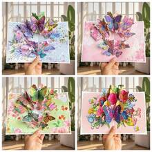 3D Pop Up Card Best Wishes Ornament Greeting Cards Butterfly Invitations Congratulation Card For Best Wishes Mother's Day Birthday Gift - Multicolor - View 4