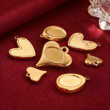 1/5pcs Stainless Steel Pendants Base Trays Bezel Blank Resin Cameo Cabochon Frame Pendant For Jewelry Handmade Materials Supplies - Yellow Gold - View 4