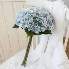 1pc Lifelike Artificial Hydrangea Flower, High-Quality Silk-Like Material, Suitable For DIY Wedding Bouquets, Parties, Home Decor, Kitchen, Garden, Hotel, Office, Spring Holidays, Mother's Day, Back To School Decoration, DIY Wreaths, Gifts - Baby Blue - View 4