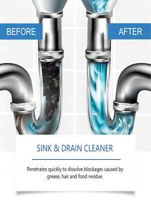 jakehoe Nước thông cống - Chất thông cống mạnh mẽ cho bồn rửa nhà bếp, nhà vệ sinh, loại bỏ tóc, dầu mỡ, cặn bẩn và mùi hôi. Tác dụng nhanh, hương thơm tươi mát, không gây kích ứng. - Bột - Xem 5