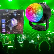 1pc RGB Disco Ball Light With 7 Lighting Modes, USB Powered Color Changing LED Lamp, Adjustable Stand, Suitable For Home Party, Karaoke, Wedding/Birthday Occasions - Black - View 2