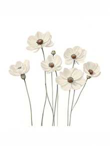1 pieza Adhesivo de pared de flores silvestres minimalista, adecuado para decorar la sala de estar, el dormitorio, el baño, el armario, la ventana, autoadhesivo y removible - 1PC - Ver 8