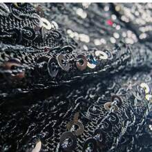 女士深V领亮片晚礼服，优雅高开衩无袖修身及地长裙，适合伴娘、晚宴、派对等场合。 - 黑色 - 查看 6