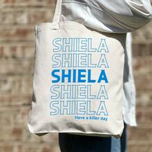 Tote Bag, Have A Nice Day, Shopping Bag, Fan Gift, Bridesmaid Tote, Party Tote, Bridal Party Gift, Work Tote, Bridesmaid Gift Tote, Personalized Tote Bag, Mother Of The Bride Gift Tote, Bridesmaid Gift Tote, Customized Letter Tote, Personalized Tote, Bridesmaid Gift - Beige - View 5