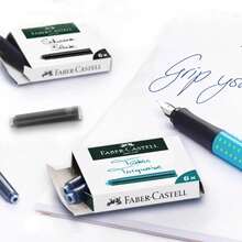 Cartuchos de tinta para pluma estilográfica Faber-Castell, 6 uds., accesorios de recarga estándar europeo, tinta negra y azul 7ZRX - Negro - Ver 3