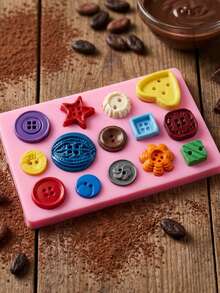 1pc/2pcs Button-Shaped Soft Candy Mold, Mini Silicone Mold, Including Starfish-Shaped, Flower-Shaped, Heart-Shaped And Round Soft Candy Chocolate Molds - View 8