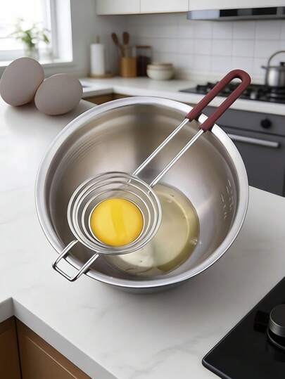1 / 2pcs Egg Separator, Stainless Steel Egg Separator, Egg Separator With Handles, Egg Yolk Separator, Storage Filter, Easy Storage, Kitchen Accessories, Dishwasher