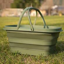 1 Foldable Sink And Picnic Basket, Durable PVC, Multifunctional And Easy To Store, Folds For Convenience, Perfect For Camping, Hiking, And Family Gatherings - Green - View 7