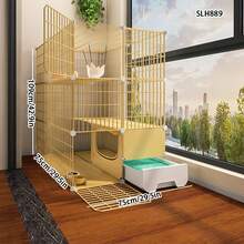 Multi-Layer Cat Villa With Built-In Litter Box, Modular Design Home Cat Cage With Drawer Litter Box - Multicolor - View 3