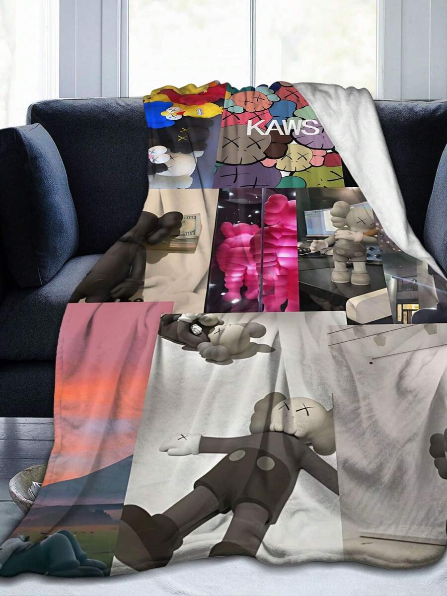 Manta Kawaii Kaw Kawss - Manta de franela de anime de lujo, ultra suave con estampado de dibujos animados, el regalo perfecto para cualquier ocasión, Navidad, cumpleaños, para uso en el hogar, campamento y viajes - Negro - Ver 1