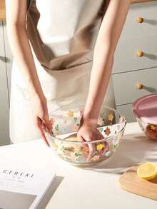 大号花卉图案玻璃碗，耐热家用烘焙玻璃盆，可用于揉面、打发蛋糕、拌沙拉、盛方便面等。 - 查看 6