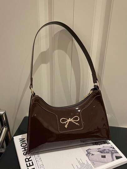 Nowa, gładka torebka z łańcuszkiem pod pachą, wiosna/lato 2026, odpowiednia dla nastolatek i studentek, modna torebka retro z zamkiem błyskawicznym, idealna do biura, pracy, biznesu i dojazdów do pracy dla kobiet