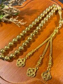 33 Beads 8mm Black Agate Rosary Bracelet, Arabic Style, Middle Eastern Design - Multicolor - View 7