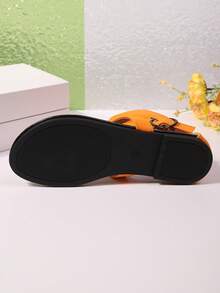 Sandalias romanas planas para mujer, de unicolor y elegante, con diseño de cremallera trasera, adecuadas para vacaciones, fiestas y exteriores - naranja - Ver 7