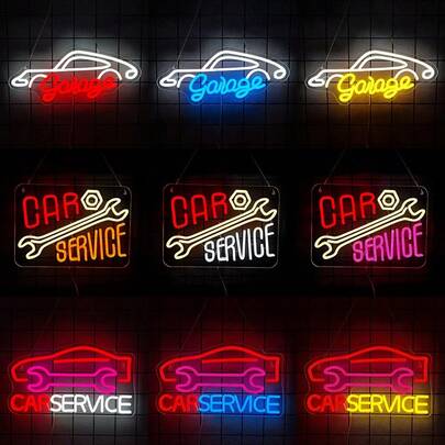 Garage Neon Sign,Garage LED Car Sign For Wall Decor,Auto Repair Shop,Man Cave,Workshop,Garage Decor,USB Powered,Wall-Mountable Garage Light Art,Gift For Dad,Easy To Install