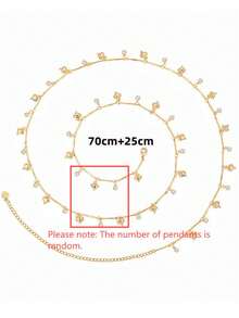 Beach Vacation Style Sexy Bikini With Sparkling Belly Chain, Simple Heart-Shaped Pendant Necklace For The Waist. - Waist Chain - View 3