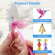 1 Set 5D Diamond Art Painting Kit With Hummingbird And Insects, Double-Sided Acrylic Diamond Catcher, DIY Crystal Hanging Decor, Suitable For Home And Garden Decoration, Diamond Art Kit, Wind Chime, Adult - View 7