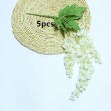 1/3 bông hoa tử đằng nhân tạo, dây leo tử đằng giả bằng lụa trắng, hoa nhựa treo, thích hợp trang trí nhà cửa, tiệc tùng, đám cưới. - trắng - Xem 8