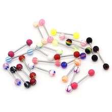 50 Pcs / 100 Pcs - Fashion Mixed-Color Acrylic Tongue Piercing For Women 304L Stainless Steel Industrial Iron Lip Piercing Sexy Body Jewelry,Earring Set,Summer Earrings,Jewelry Women - Multicolor - View 3