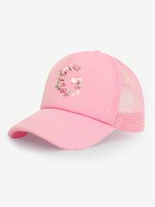 1 buc. Șapcă de camion pentru femei, cu imprimeu floral roz cu 26 de litere, pălărie de soare ușoară, respirabilă, versatilă, casual, potrivită pentru primăvară/vară zilnic, în aer liber, drumeții, poate fi folosită ca și cadou - Roz - Vizualizare 36