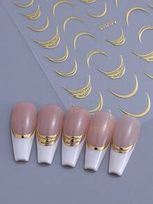 4 miếng dán móng tay kiểu Pháp màu vàng và bạc, decal nghệ thuật móng tay kiểu Pháp 3D kim loại, đồ trang trí móng tay tự dính thiết kế tối giản, dụng cụ làm móng. - Nhiều màu - Xem 6