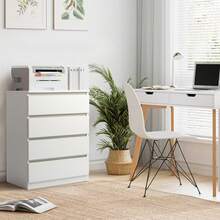 Modern Wood Simple 4-Drawer Dresser White - White - View 3
